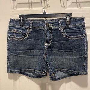 Dark wash blue jean shorts
